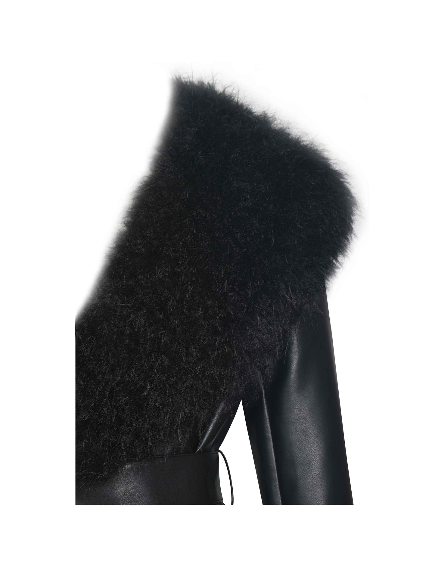 Zariah Black Faux Fur Trimmed Longline Coat