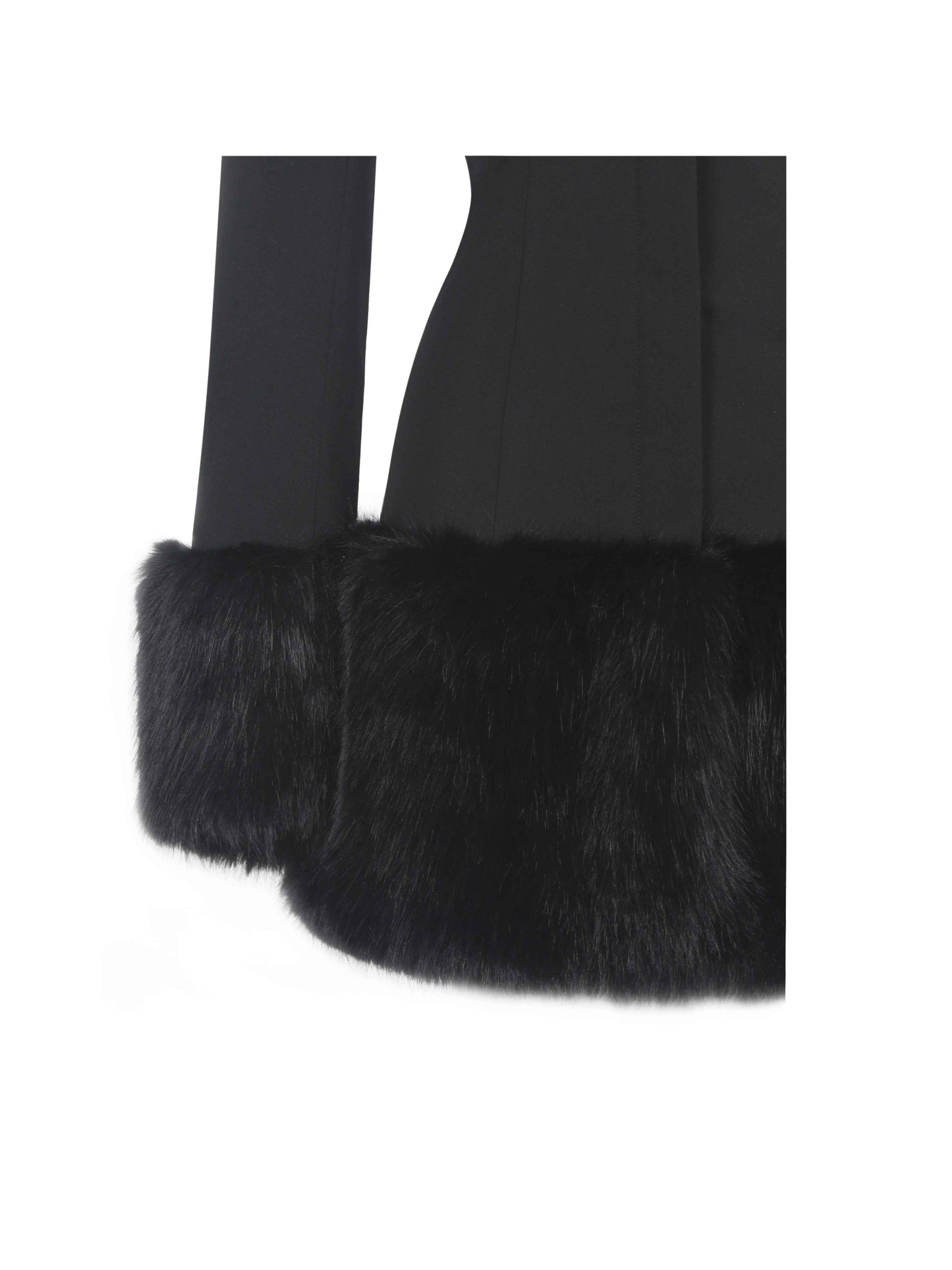 Wenona Black Fur Trimmed V-Neck Mini Blazer Dress