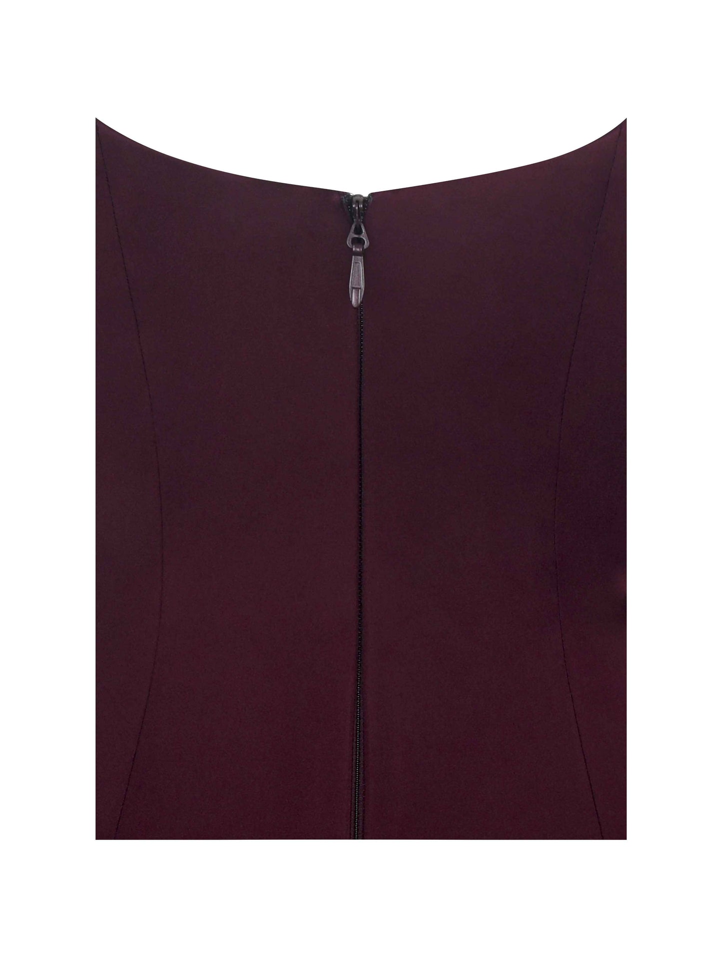 Omella Burgundy Ruched Bust Sweetheart Flared Midi Dress
