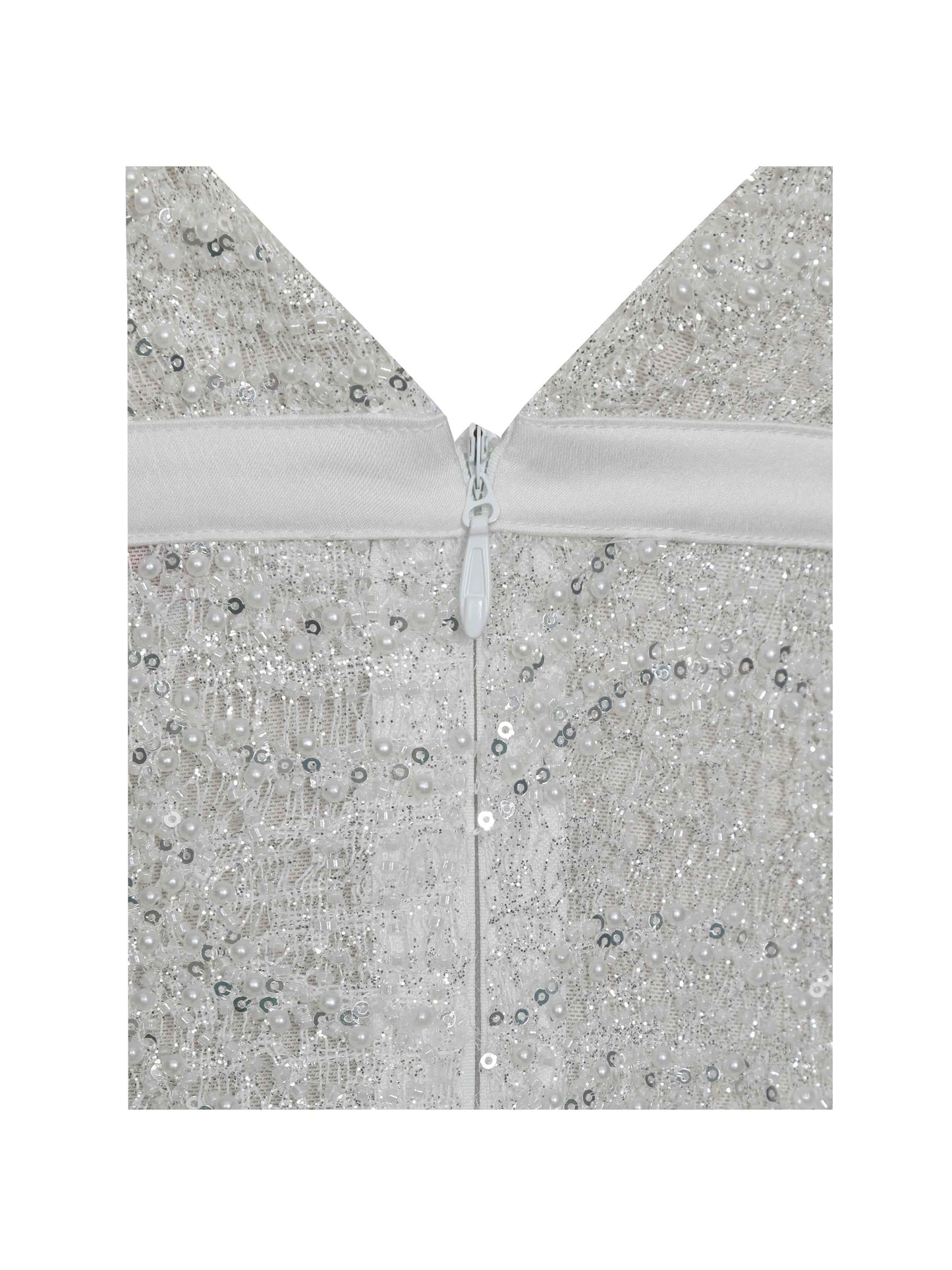 Adelaide White Beaded Sequin Net Bodycon Gown