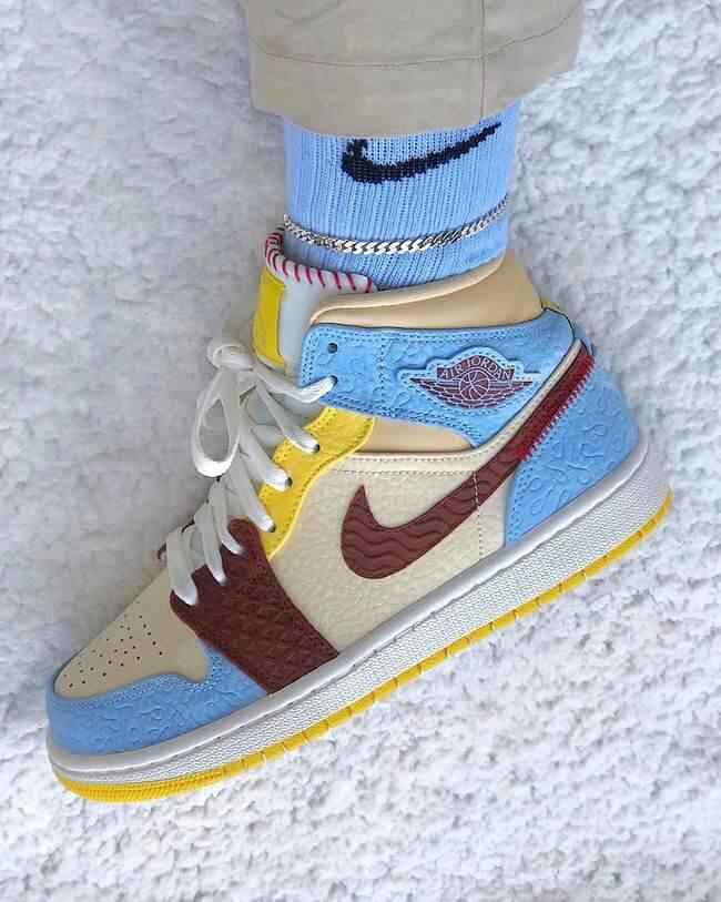 Custom Air Jordan 1 Chateau Blue Yellow Sneakers
