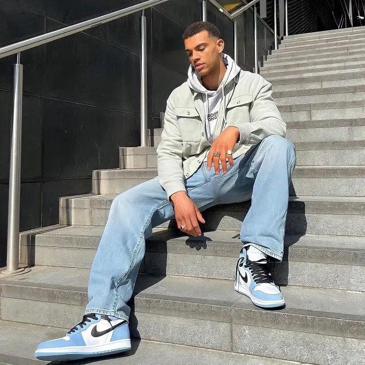 Custom Blue Black White Jordan 1 High Q - Sneakernational