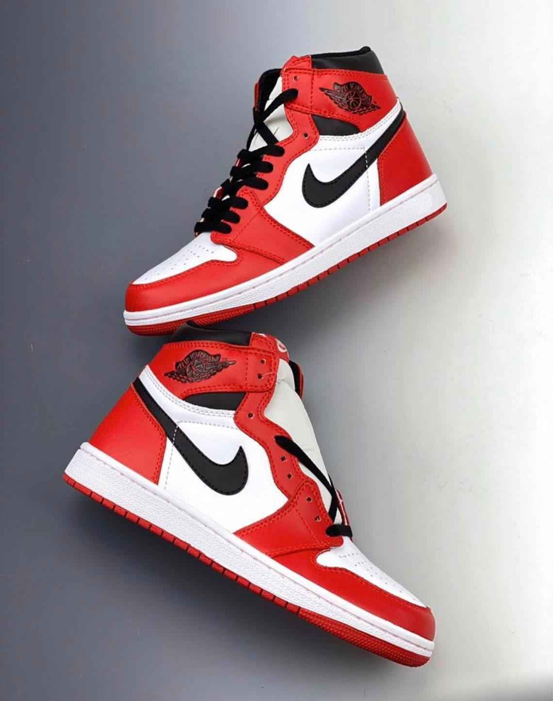 Custom RED Black White Jordan 1 CHICAGO Sneakerhypes