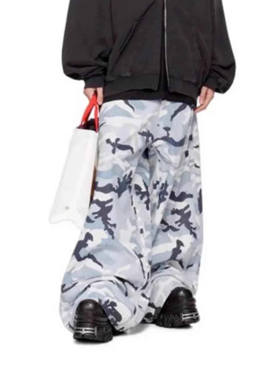 Blue Camo Wide Leg Pants