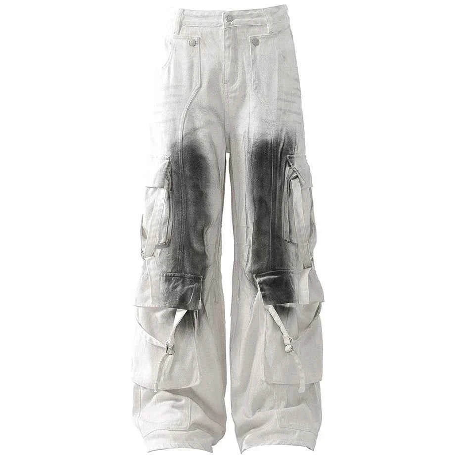 Multi Buckles Black Spot Pants
