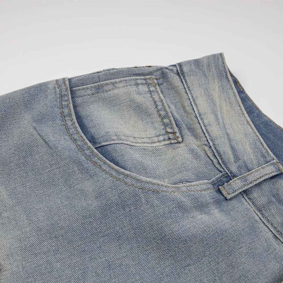 Rhinestone Denim Ripped Shorts