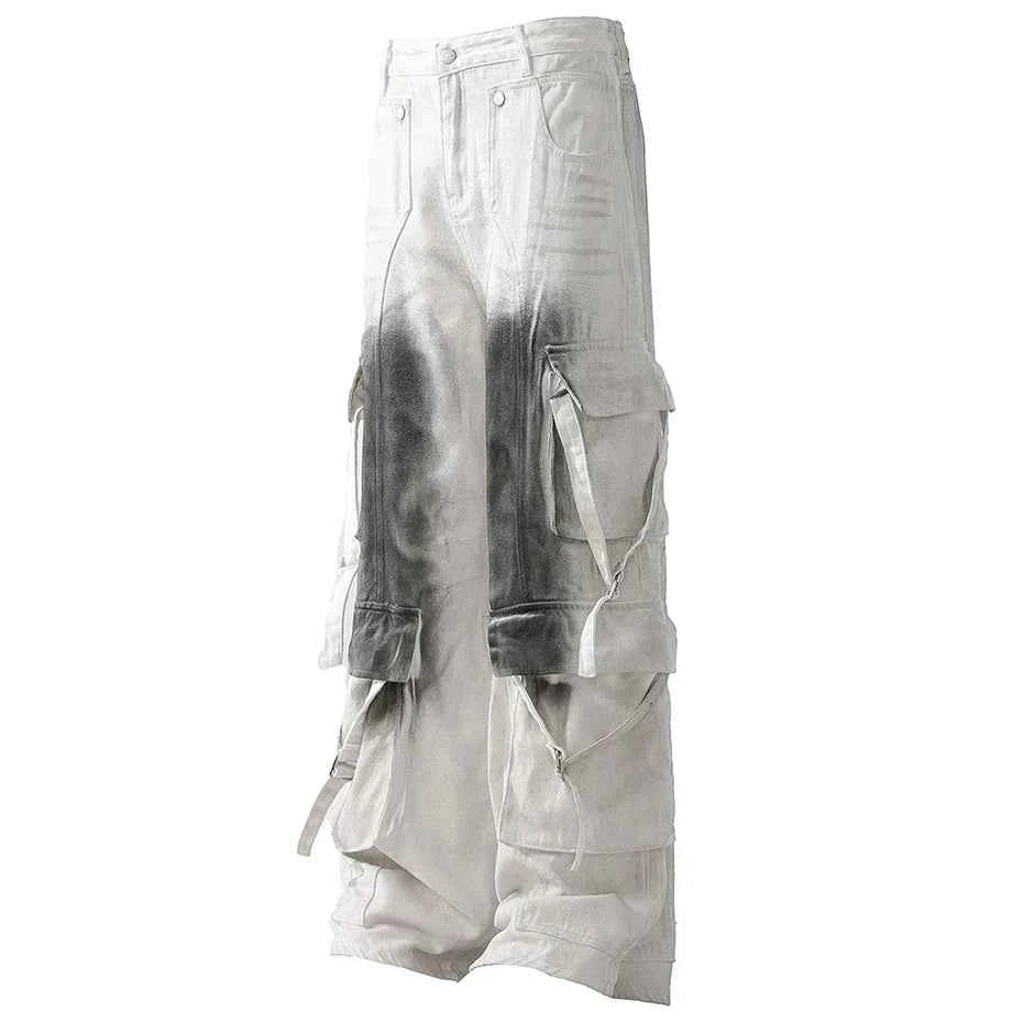 Multi Buckles Black Spot Pants