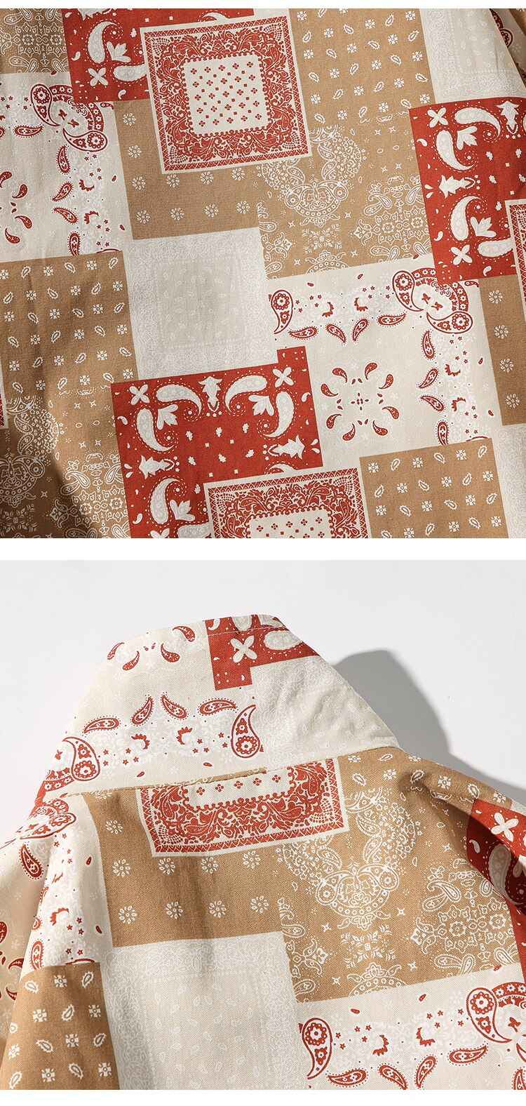 Seamless Stencil Design Round Collar Overshirt