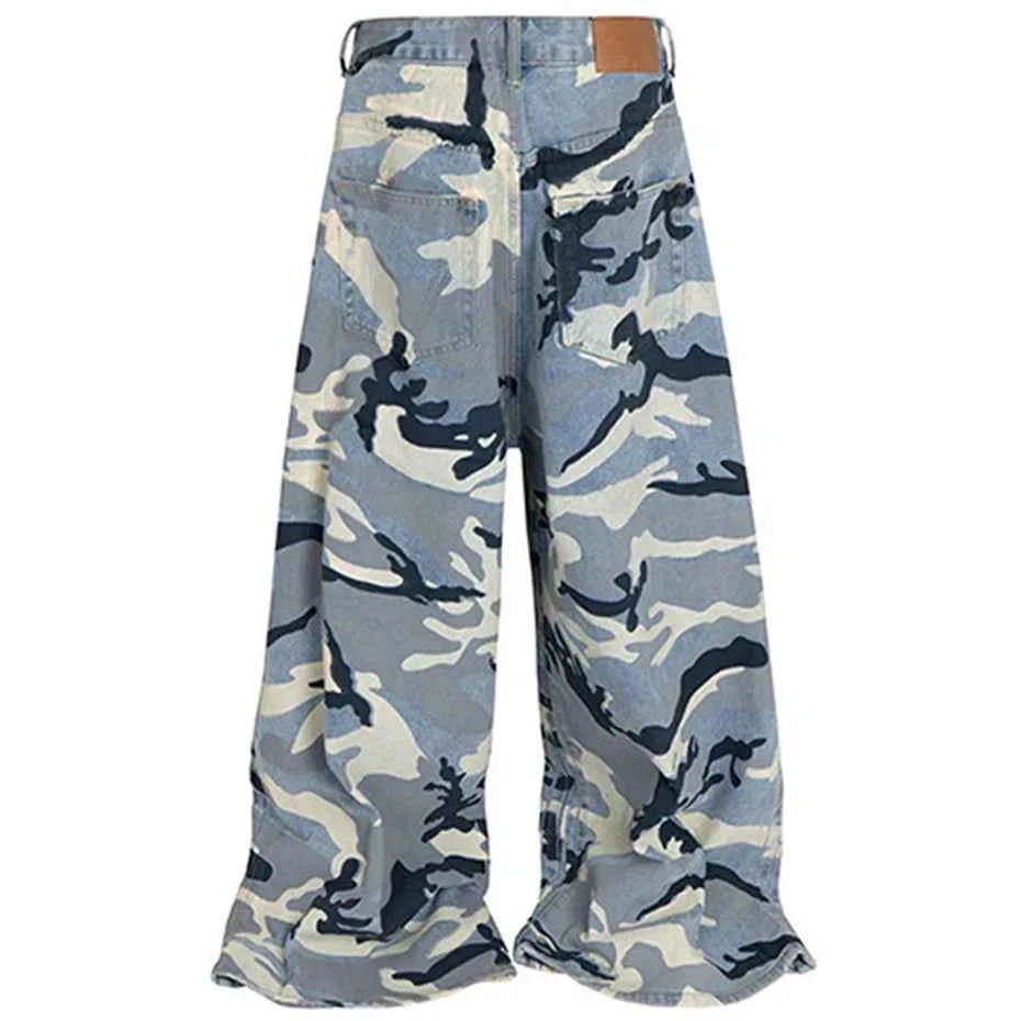 Blue Camo Wide Leg Pants