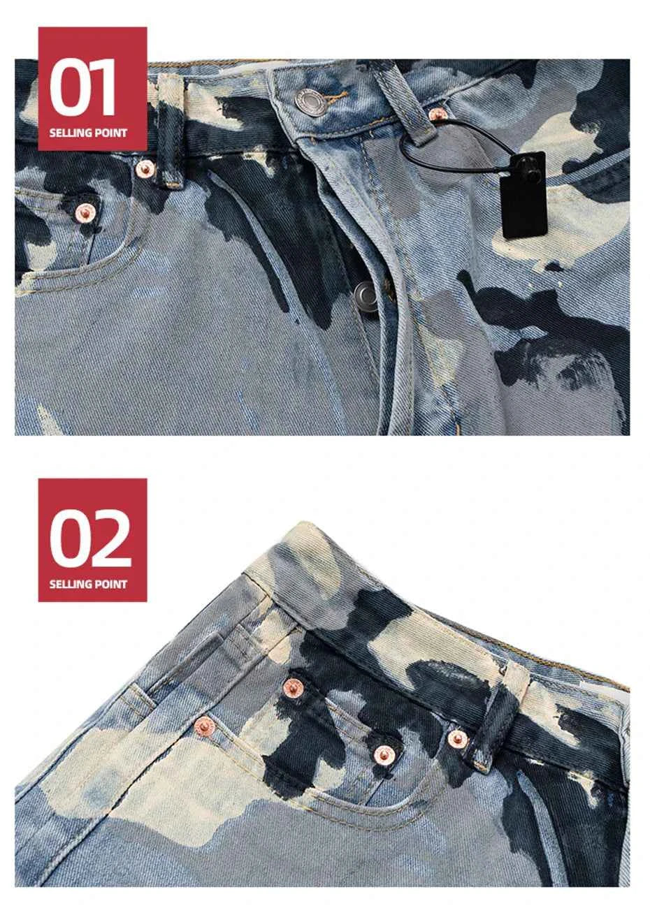 Blue Camo Wide Leg Pants