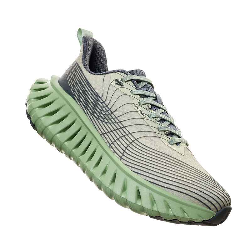 Swag+Chic green and gray stylish sneakers with unique sole design and breathable upper material