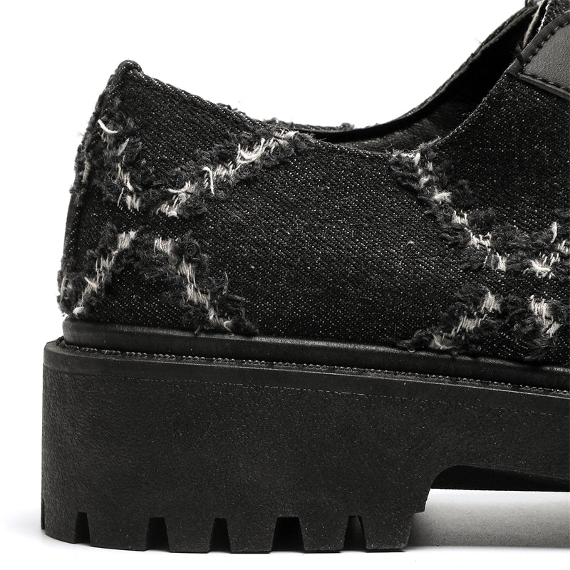 MLB LTHR-16 Distressed Denim Derby Shoes - Sneakernational