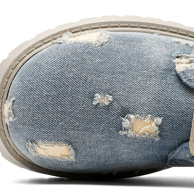 MLB LTHR-14 Distressed Denim Combat Boots - Sneakernational