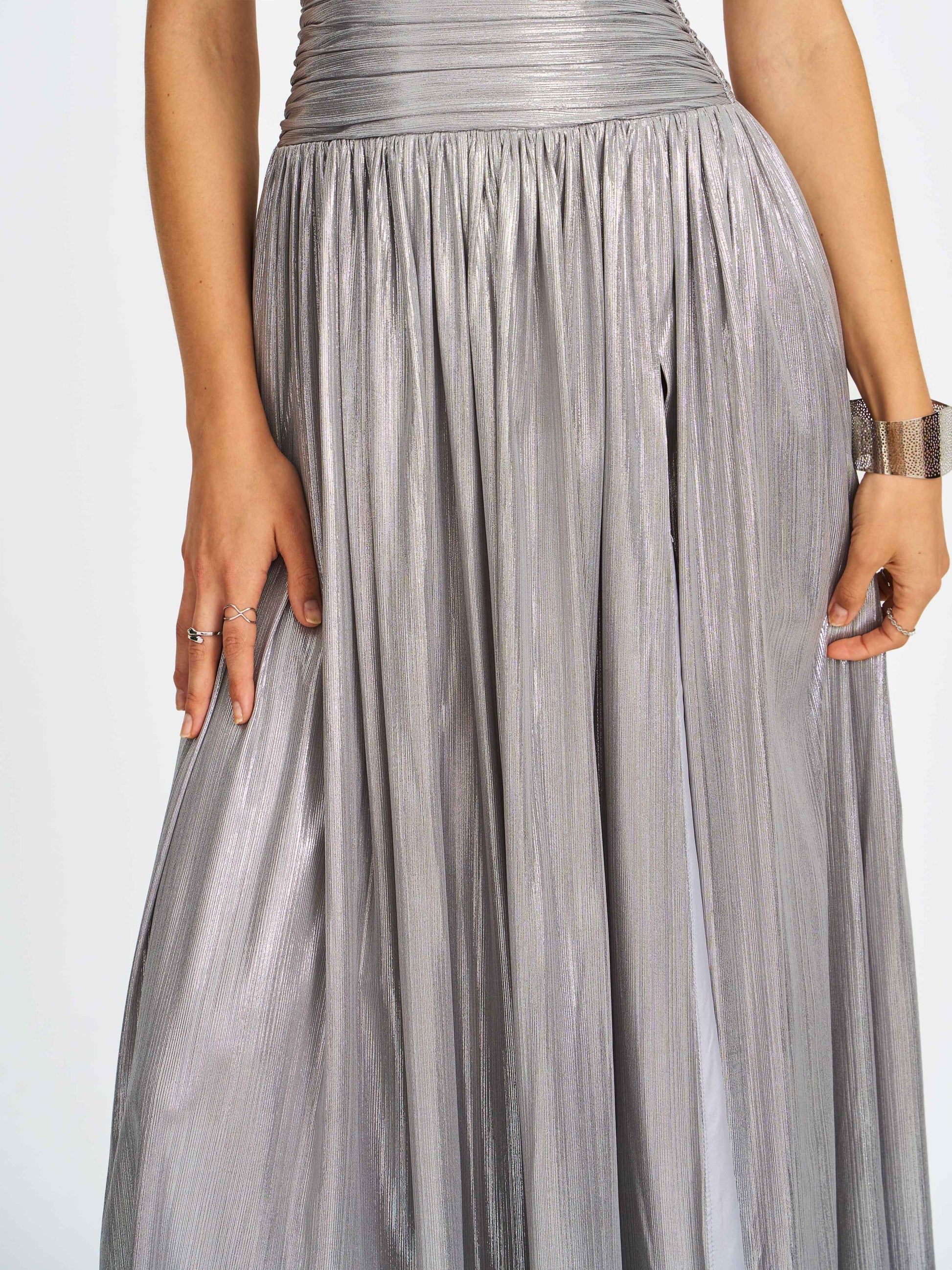 Palmer Silver Glitter Drop Waist Maxi Dress