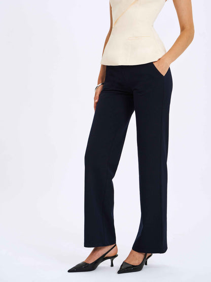 Yanin Navy Low-Rise Straight Leg Pants