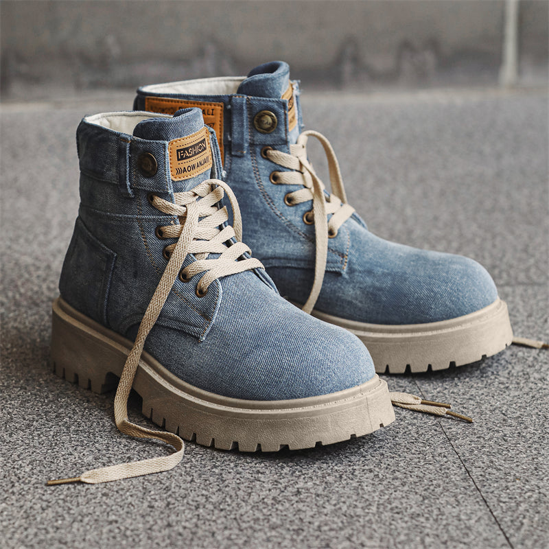 MLB LTHR-13 Denim Lace-Up Boots - Sneakernational