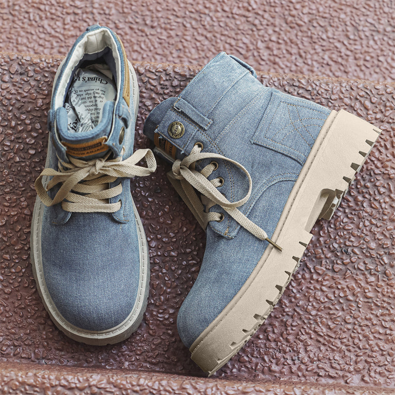 MLB LTHR-13 Denim Lace-Up Boots - Sneakernational