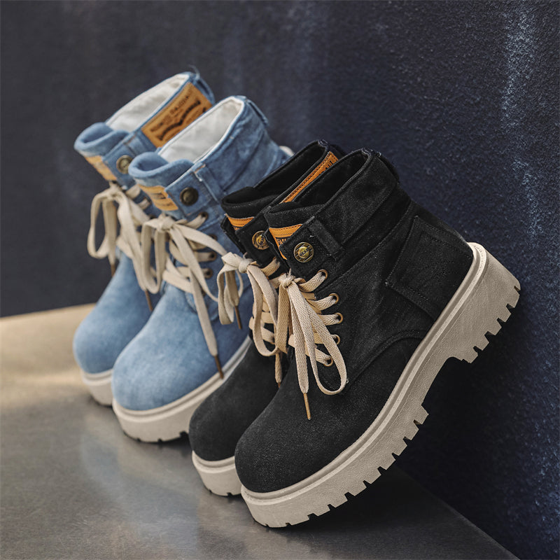 MLB LTHR-13 Denim Lace-Up Boots - Sneakernational