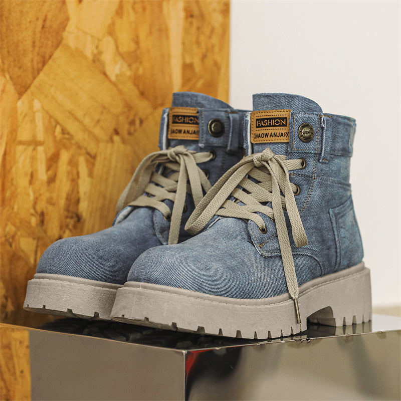 MLB LTHR-13 Denim Lace-Up Boots - Sneakernational