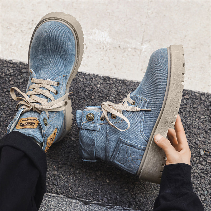 MLB LTHR-13 Denim Lace-Up Boots - Sneakernational