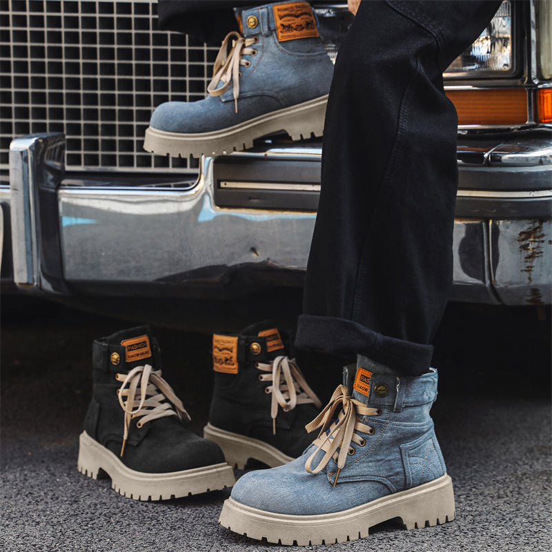 MLB LTHR-13 Denim Lace-Up Boots - Sneakernational