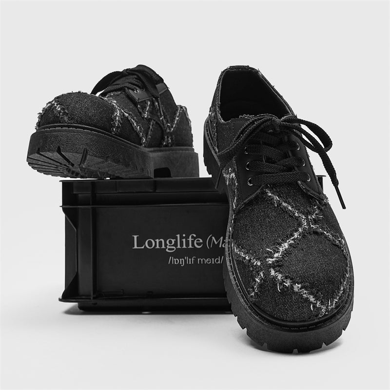 MLB LTHR-16 Distressed Denim Derby Shoes - Sneakernational