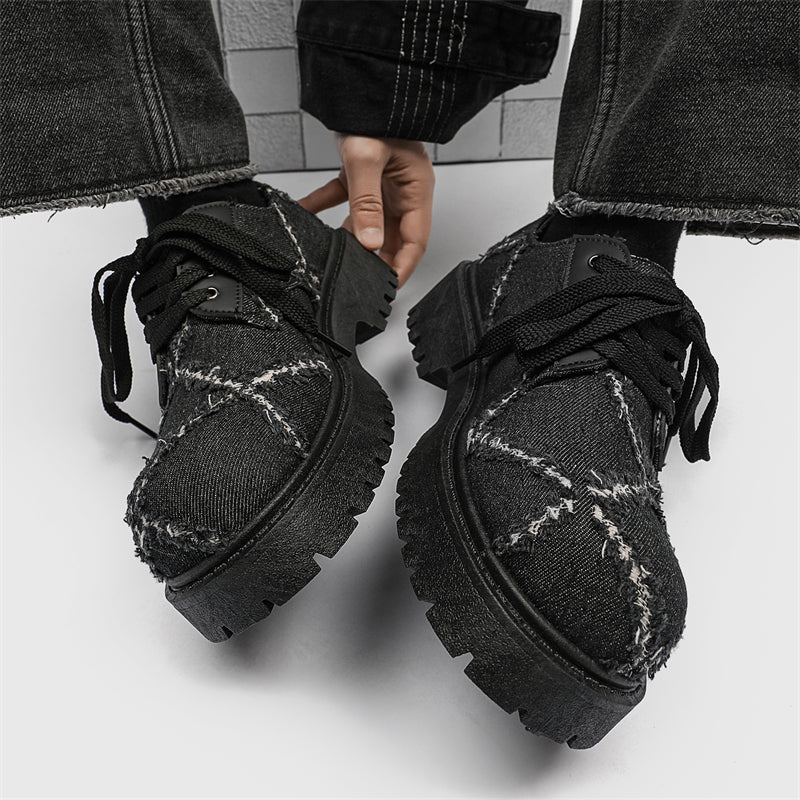 MLB LTHR-16 Distressed Denim Derby Shoes - Sneakernational