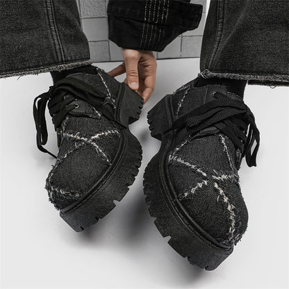 MLB LTHR-16 Distressed Denim Derby Shoes - Sneakernational
