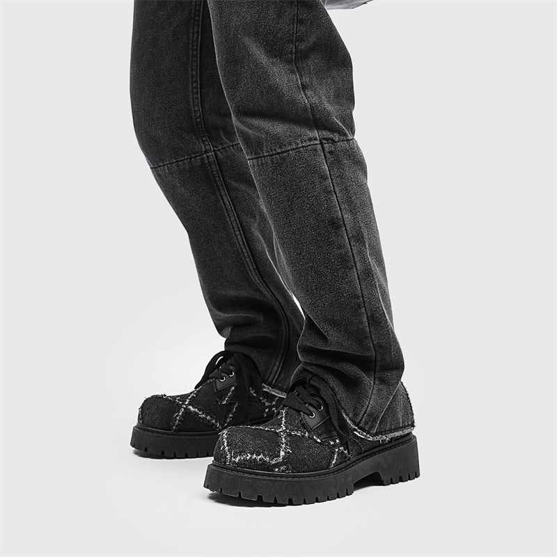 MLB LTHR-16 Distressed Denim Derby Shoes - Sneakernational