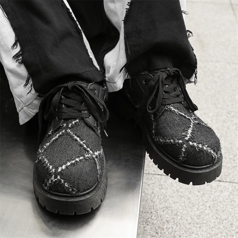 MLB LTHR-16 Distressed Denim Derby Shoes - Sneakernational