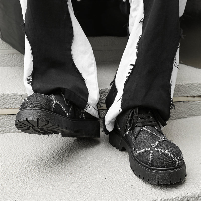 MLB LTHR-16 Distressed Denim Derby Shoes - Sneakernational