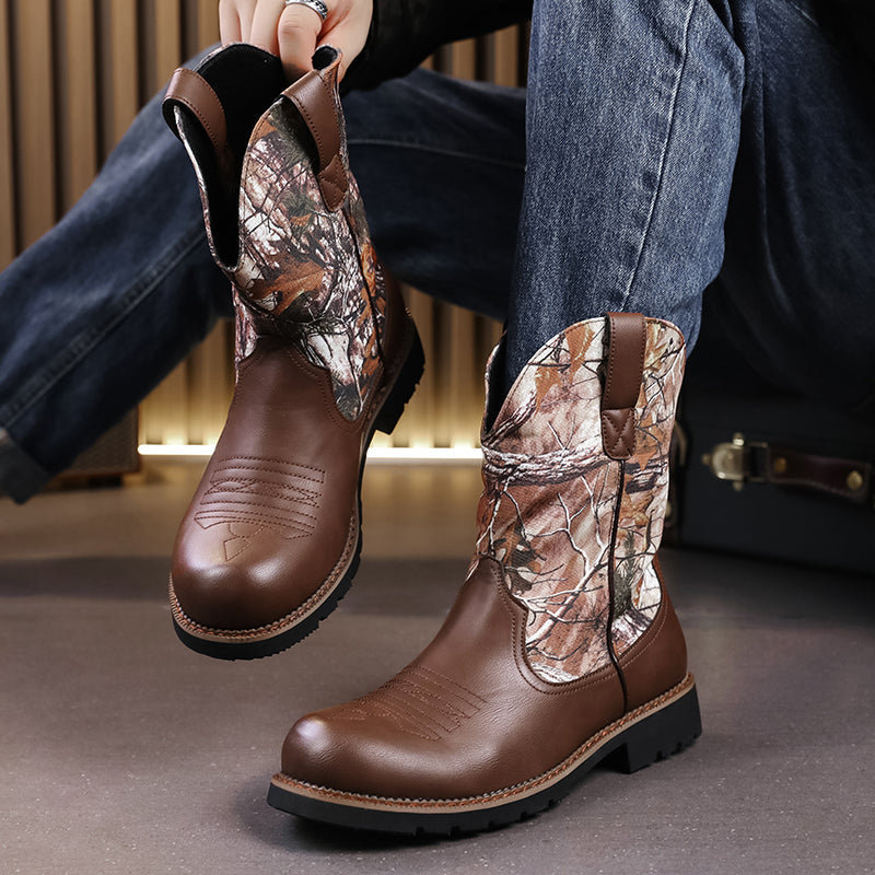 MLB LTHR-27 Camo Western Cowboy Boots - Sneakernational