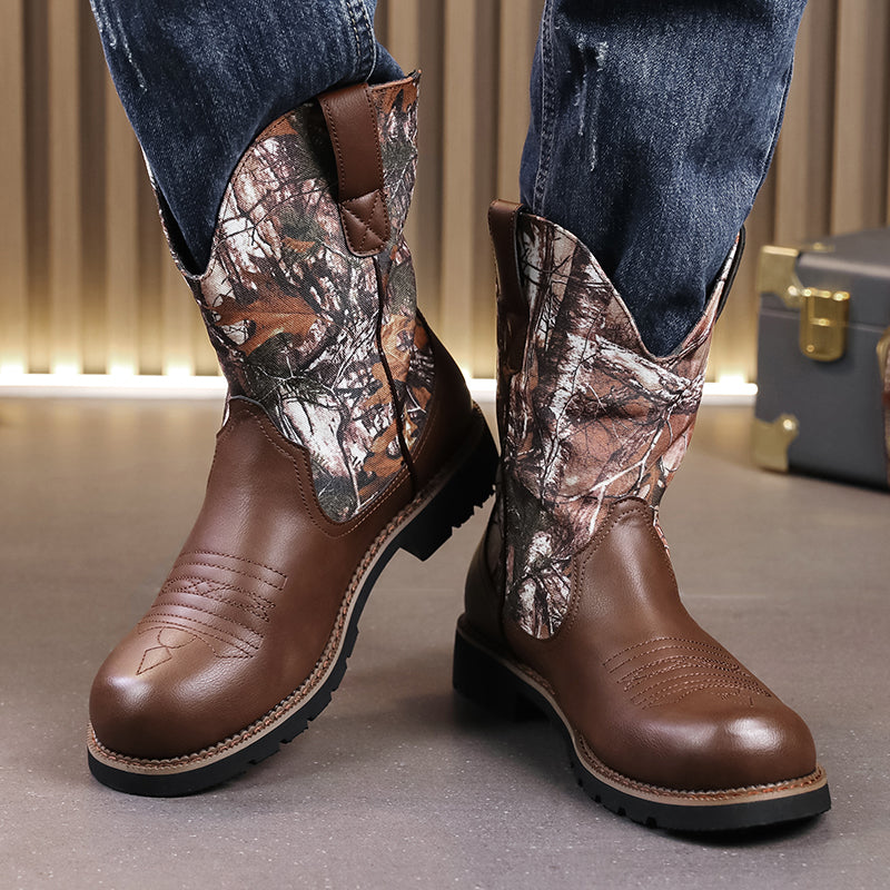 MLB LTHR-27 Camo Western Cowboy Boots - Sneakernational