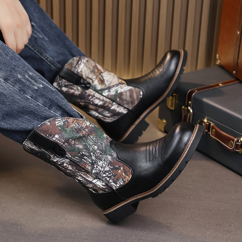 MLB LTHR-27 Camo Western Cowboy Boots - Sneakernational