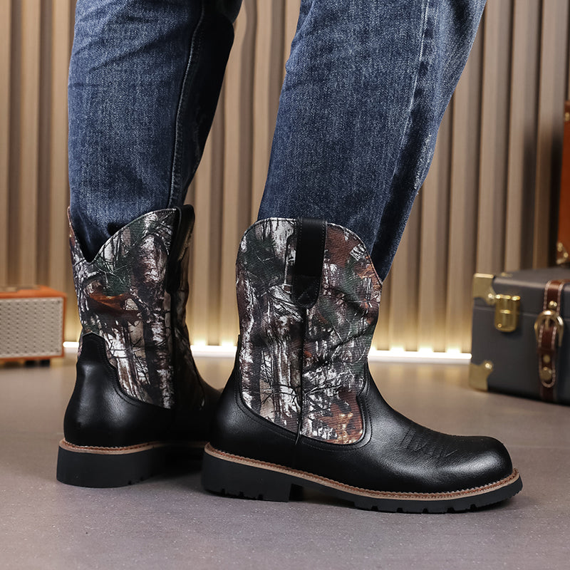 MLB LTHR-27 Camo Western Cowboy Boots - Sneakernational
