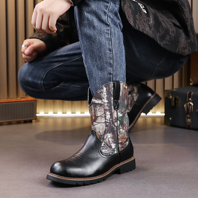 MLB LTHR-27 Camo Western Cowboy Boots - Sneakernational