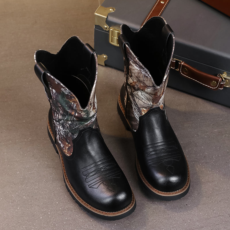 MLB LTHR-27 Camo Western Cowboy Boots - Sneakernational