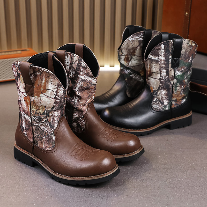 MLB LTHR-27 Camo Western Cowboy Boots - Sneakernational