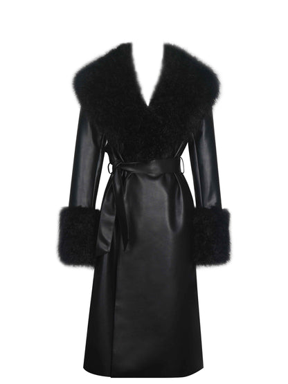Zariah Black Faux Fur Trimmed Longline Coat