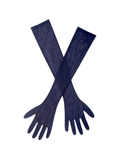 Ora Navy Mesh Opera-Length Gloves