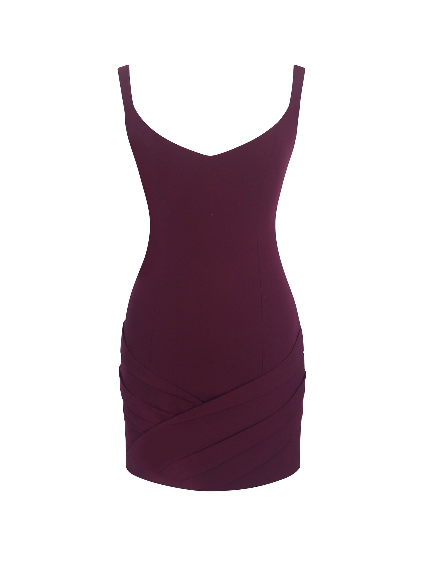 Tori Wine Red Pleated Mini Dress with Chiffon Scarf