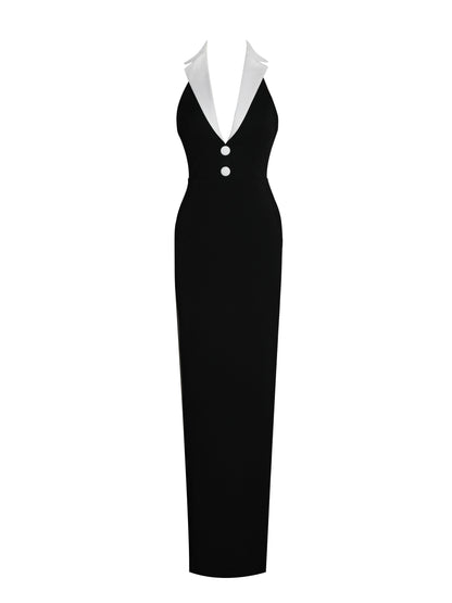 Raelyn Black and White Business Casual Maxi Dress