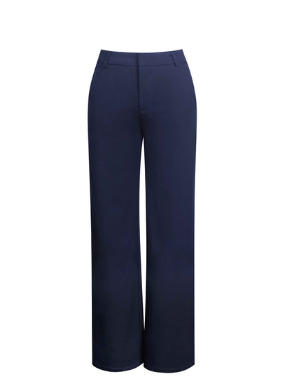 Yanin Navy Low-Rise Straight Leg Pants