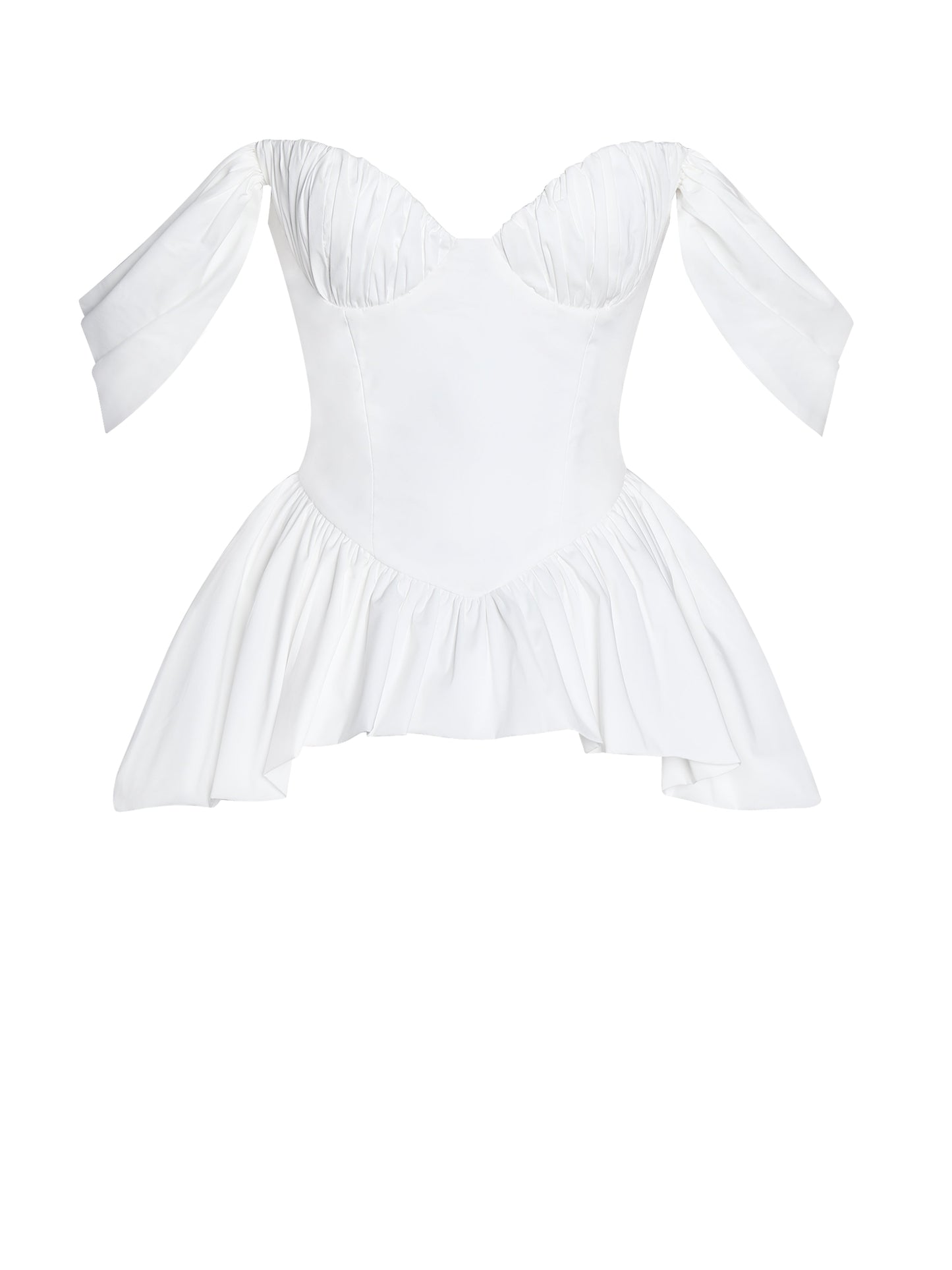 Qistina White Off-shoulder Bubble Hem Peplum Cotton Top