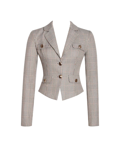 Oakley Brown Plaid Preppy Style Blazer Jacket