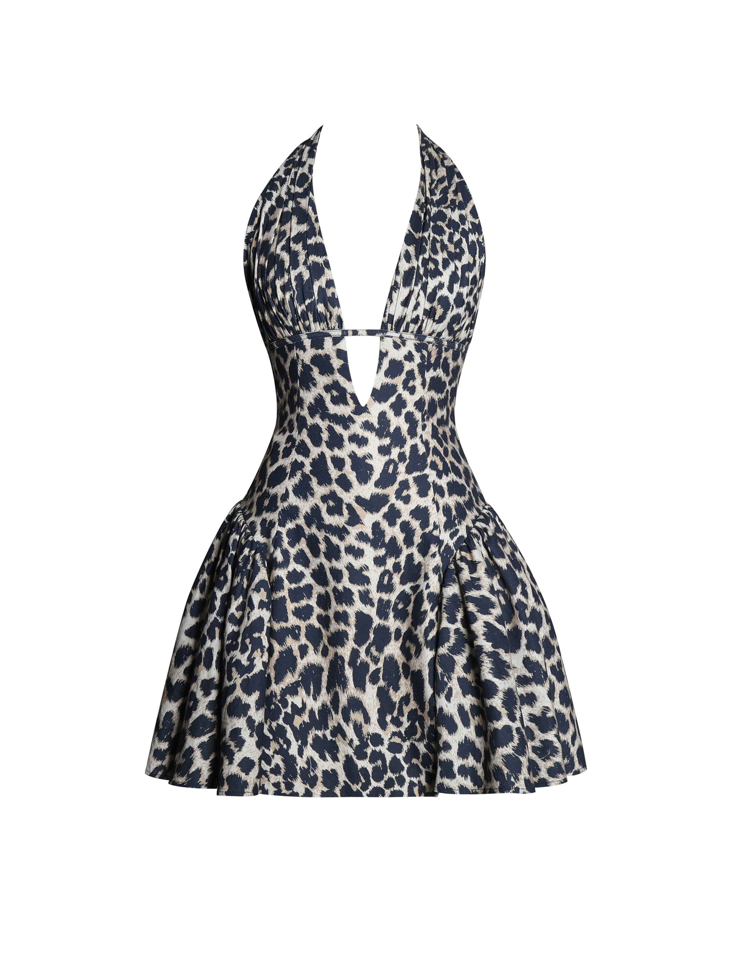 Mackenzie Cheetah Print Halter Linen Mini Dress