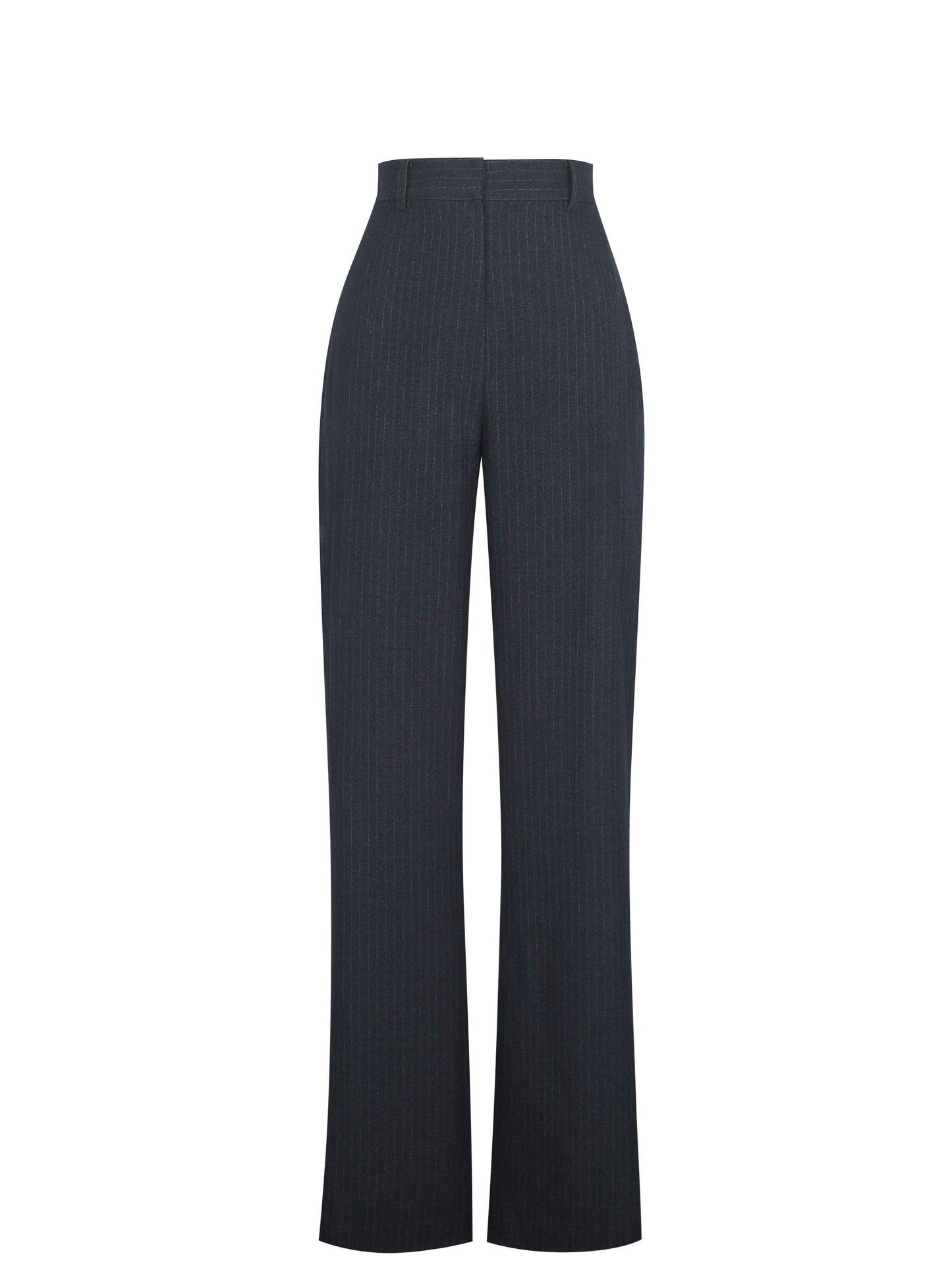 Quinnie Navy Striped High-Waisted Straight Leg Pants