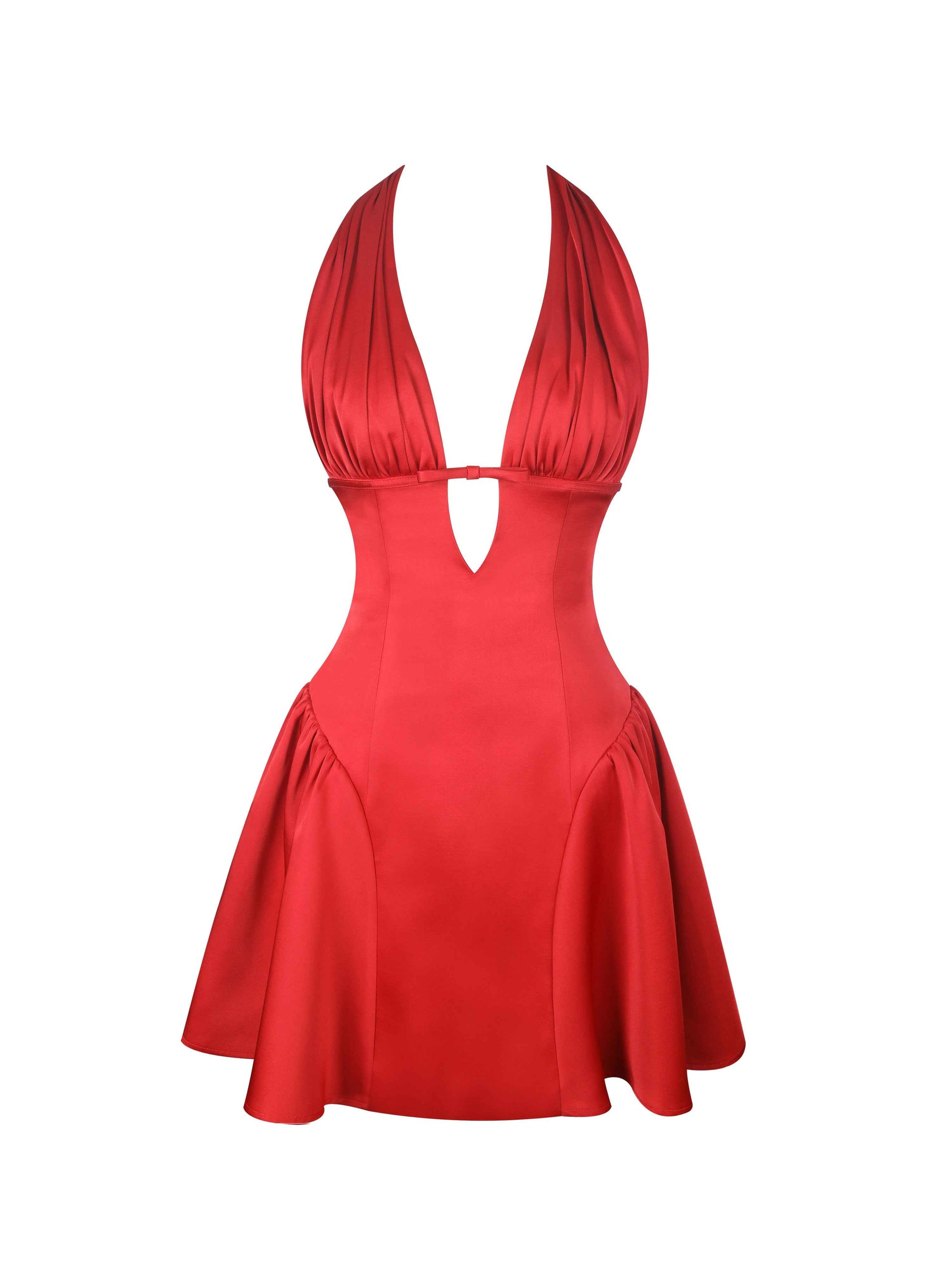 Peyton Ruby Plunging Halter Keyhole Mini Dress