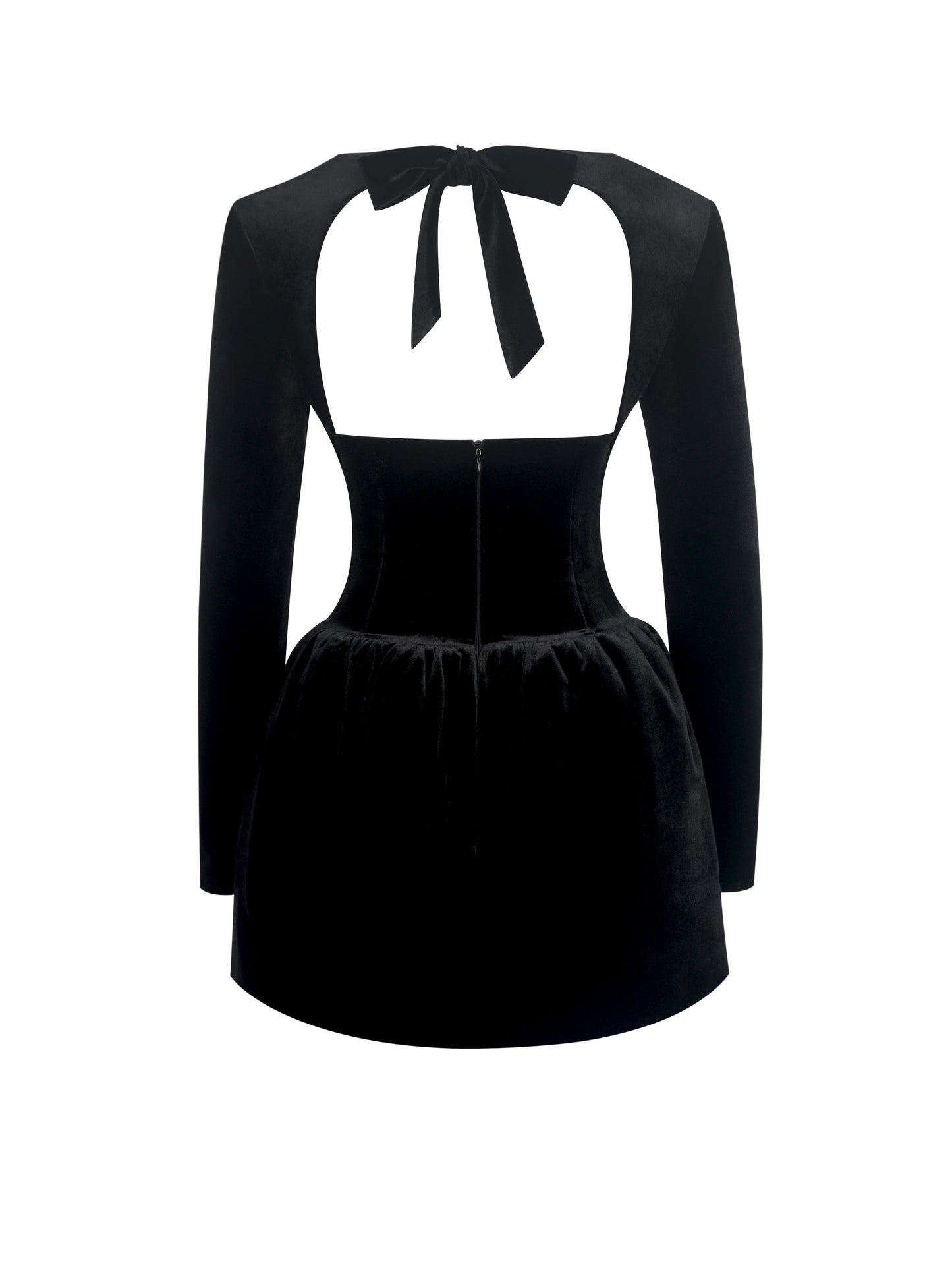 Catrina Black Velvet Square Neck Bow-Tie Mini Dress