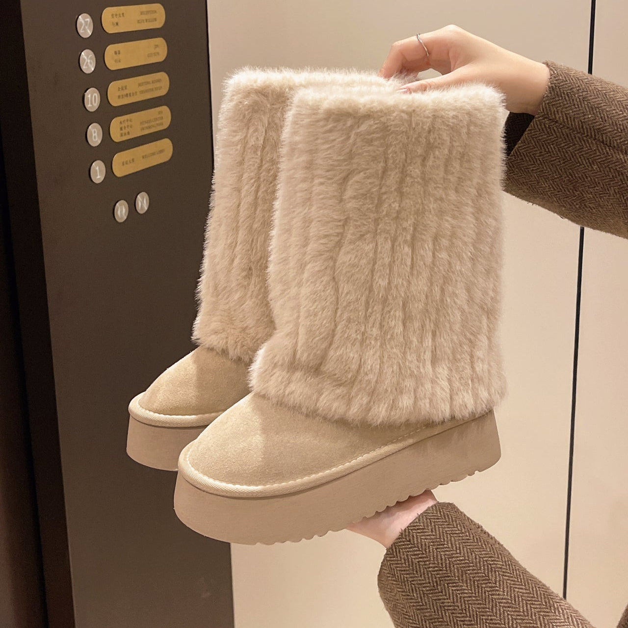 Demeter Plush High-Rise Boots - Sneakernational